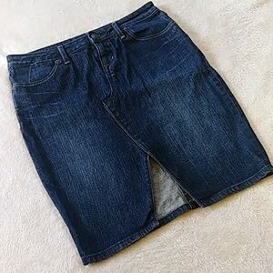 Banana Republic Dark Denim Split Hem Mini Skirt